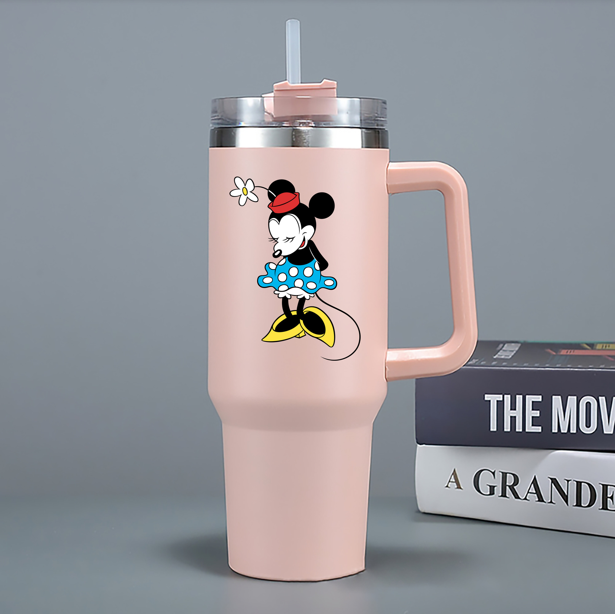 （画像用） ミッキーマウス Mickey Mouse 1200mL車用タンブラー - クリスタルステッカー（プラスチックストロー付き）